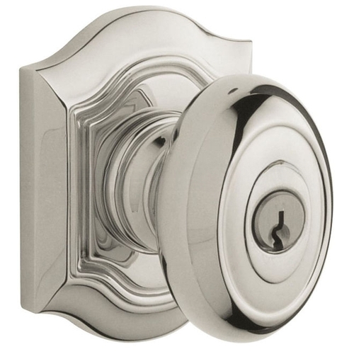 5241 Thick Door Bethpage Knob Standard Keyed Entry Lifetime Bright Nickel Finish