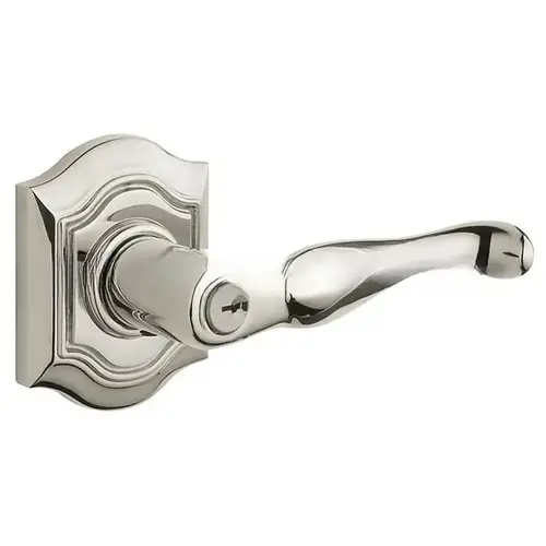 Bethpage Style Full Dummy Door Lever Set with Bethpage Rosette Lifetime Bright Nickel