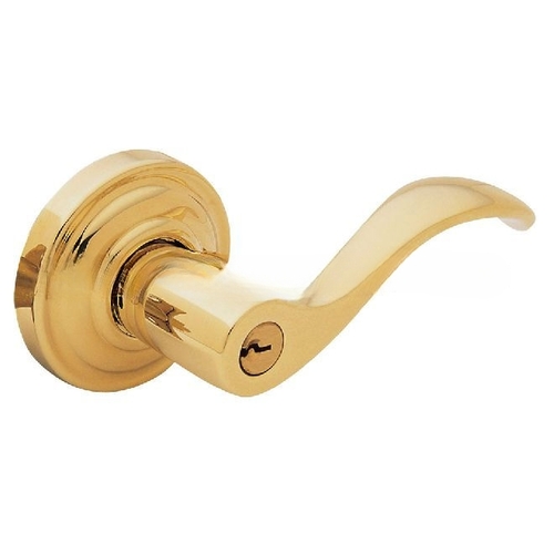 Right Hand 5259 Thick Door Wave Lever Standard Keyed Entry Unlacquered Brass Finish