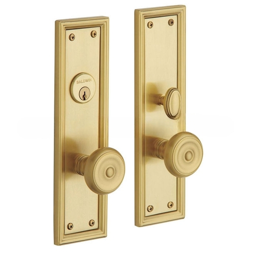 Nashville Full Dummy Mortise Trim Satin Brass With Brown Finish