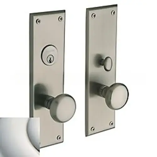 Baltimore Double Cylinder Entry Mortise Trim Lifetime Bright Nickel Finish