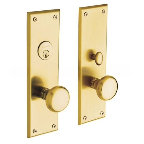 Baltimore Dummy Exterior Mortise Trim Satin Brass with Brown Finish