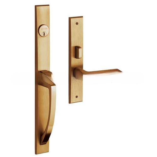 Lakeshore Right Hand Double Cylinder Entry Mortise Lock Trim Vintage Brass Finish