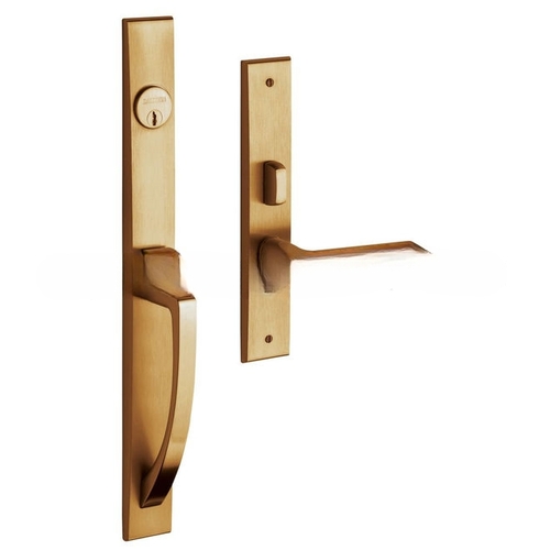 Lakeshore Left Hand Single Cylinder Entry Mortise Lock Trim Vintage Brass Finish