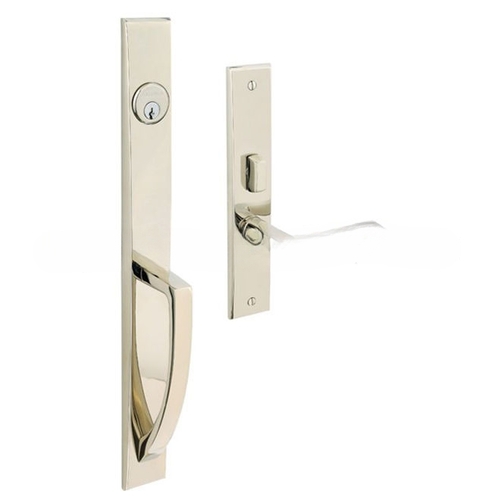 Lakeshore Left Hand Double Cylinder Entry Mortise Lock Trim Lifetime Bright Nickel Finish