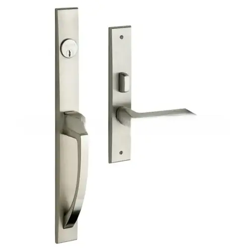 Lakeshore Right Hand Double Cylinder Entry Mortise Lock Trim Lifetime Satin Nickel Finish