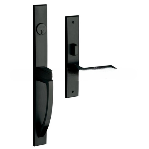 Lakeshore Left Hand Double Cylinder Entry Mortise Lock Trim Satin Black Finish