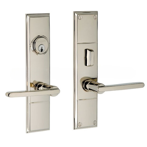 Houston Double Cylinder Entry Mortise Lock Trim Lifetime Bright Nickel Finish