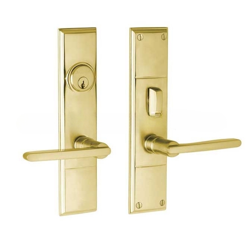 Houston Single Cylinder Entry Mortise Lock Trim Satin Brass With Brown Finish