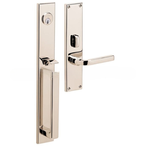 Minneapolis Left Hand Double Cylinder Entry Mortise Lock Trim Lifetime Bright Nickel Finish