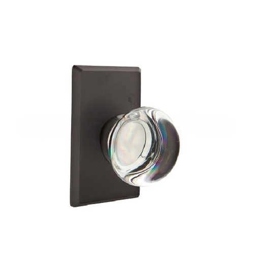 Providence Crystal Knob Passage with Style # 3 Rose Flat Black Finish