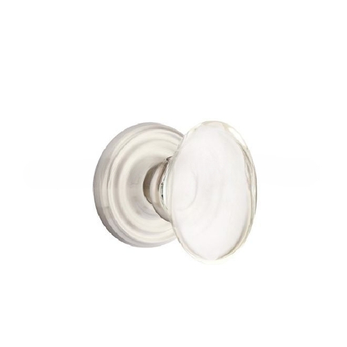 Hampton Crystal Knob Privacy With Regular Rose Satin Nickel Finish