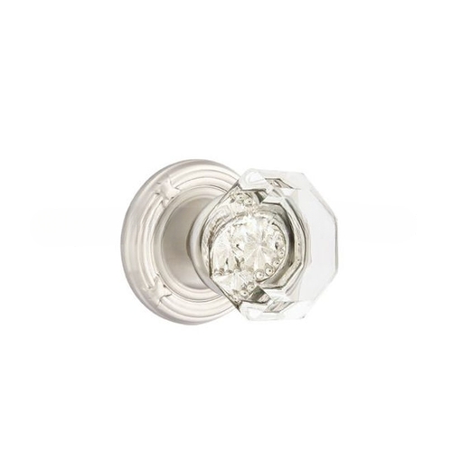 Old Town Clear Knob Passage With Ribbon And Reed Rose Satin Nickel Finish