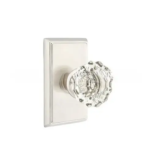 Astoria Knob Clear Passage With Rectangular Rose Satin Nickel Finish