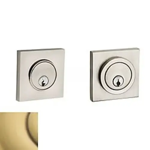 Contemporary Square Double Cylinder Deadbolt Satin Brass With Brown Finish