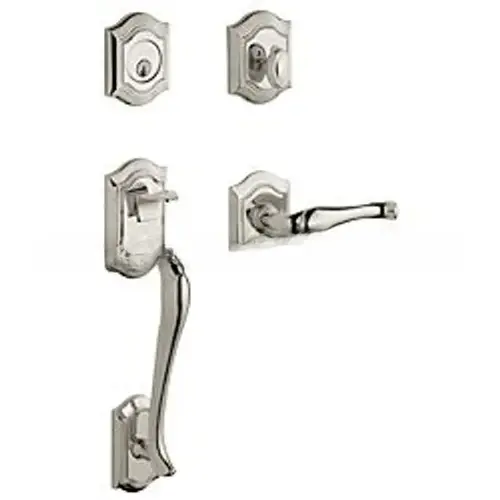 Bethpage Sectional Tubular Left Hand Double Cylinder Handleset Lifetime Bright Nickel Finish