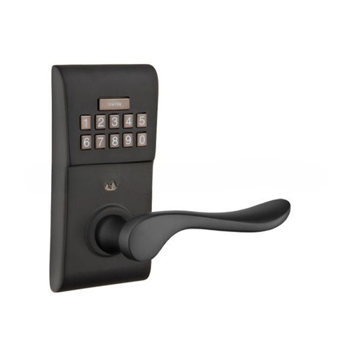 Luzern Right Hand Modern Leverset Storeroom Electronic Keypad Lock with Adjustable Latch Flat Black Finish