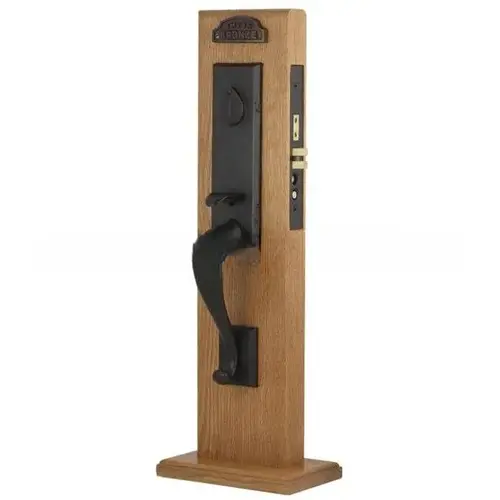 Cimarron Left Hand 2-1/2" Backset with Single Cylinder Rectangular Monolithic Mortise Handleset with F20 Function Body Flat Black Finish