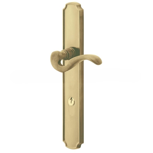 Bismark Multi Point Trim Keyed Entry with Turn Knob Configuration 1 Minus Lever Satin Brass with Brown Finish