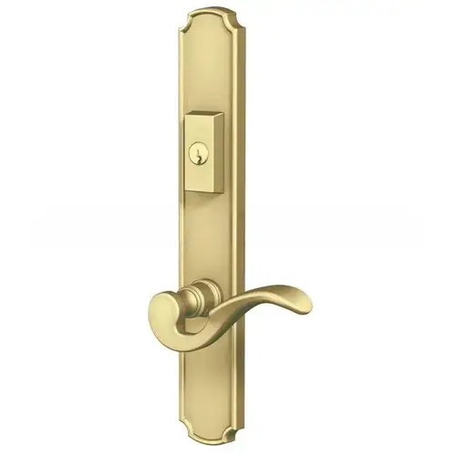 Bismark Multi Point Trim Keyed Entry with Turn Knob Configuration 4 Minus Lever Satin Brass with Brown Finish