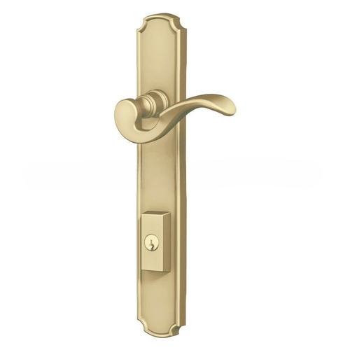 Bismark Multi Point Trim Keyed Entry with Turn Knob Configuration 3 Satin Brass with Brown Finish