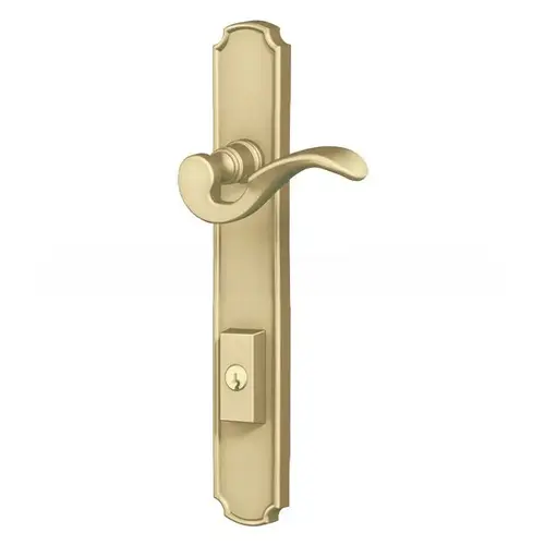 Bismark Multi Point Trim Keyed Entry with Turn Knob Configuration 5 Satin Brass with Brown Finish