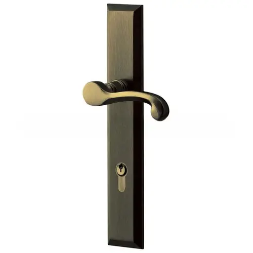 Concord Multi Point Trim Keyed Entry with Turn Knob Configuration 4 Minus Lever Antique Brass Finish