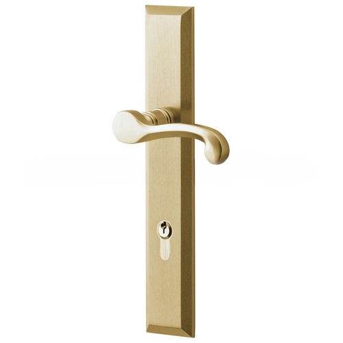 Concord Multi Point Trim Keyed Entry with Turn Knob Configuration 4 Minus Lever Satin Brass with Brown Finish