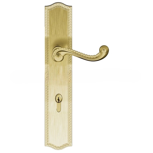 Bristol Multi Point Trim Keyed Entry with Turn Knob Configuration 1 Satin Brass with Brown Finish