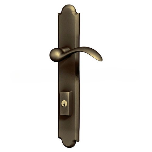 Boulder Multi Point Trim Keyed Entry with Turn Knob Configuration 3 Minus Lever Antique Brass Finish