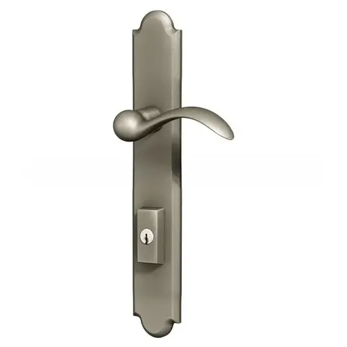 Boulder Multi Point Trim Keyed Entry with Turn Knob Configuration 5 Minus Lever Lifetime Satin Nickel Finish