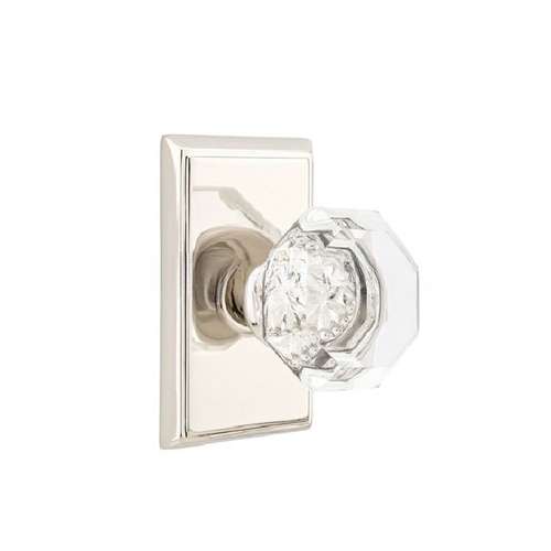 Old Town Glass Knob 2-3/8" Backset Passage with Rectangular Rose with CF Mechanism for 1-3/8" to 1-3/4" Door Polished Nickel Lifetime Finish