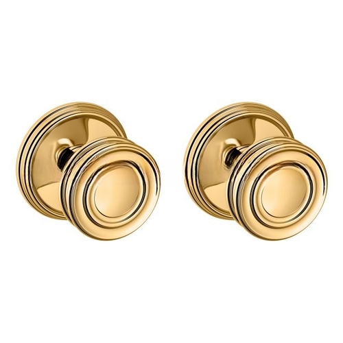 Preconfigured 5066 Knob with 5078 Rose Full Dummy Lock Unlacquered Brass Finish