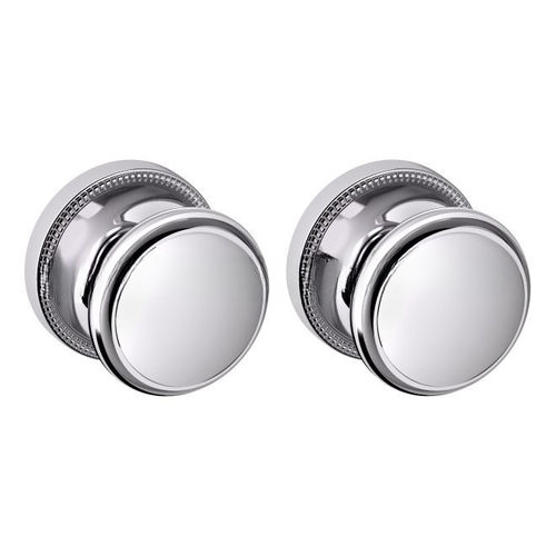 Preconfigured 5069 Knob with 5129 Rose Privacy Lock with 2-3/8" Backset and Full Lip Strike Bright Chrome Finish