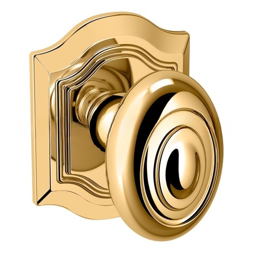 Preconfigured 5077 Bethpage Knob with R027 Bethpage Rose Half Dummy Lock Unlacquered Brass Finish