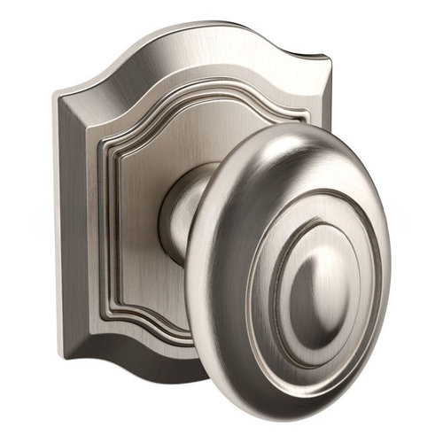 Preconfigured 5077 Bethpage Knob with R027 Bethpage Rose Half Dummy Lock Lifetime Satin Nickel Finish