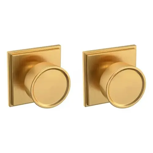 Preconfigured K007 Hollywood Hills Knob with R050 Rose Full Dummy Lock Lifetime Satin Brass Finish