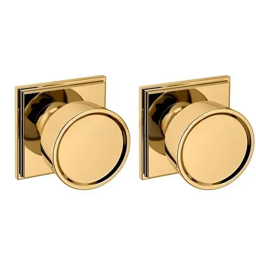 Preconfigured K008 Hollywood Hills Knob with R050 Rose Full Dummy Lock Unlacquered Brass Finish