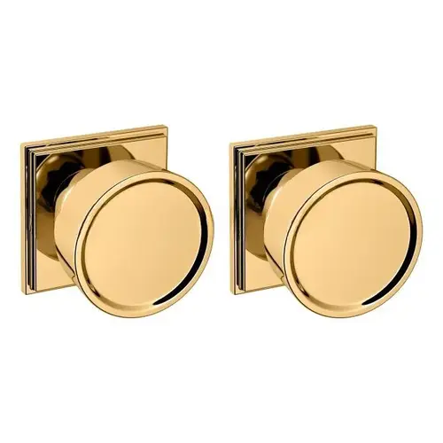 Preconfigured K009 Hollywood Hills Knob with R050 Rose Full Dummy Lock Unlacquered Brass Finish