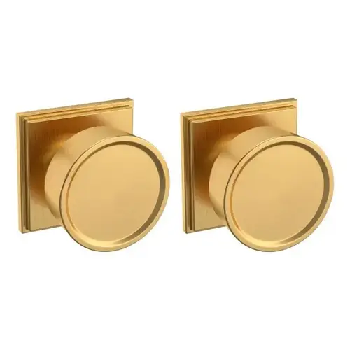 Preconfigured K009 Hollywood Hills Knob with R050 Rose Full Dummy Lock Lifetime Satin Brass Finish