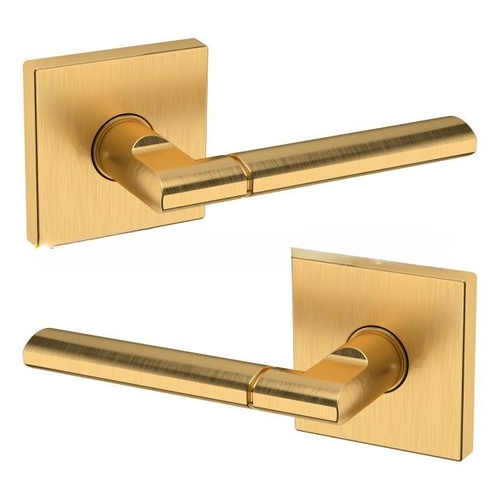 Preconfigured L021 Lever with R017 Rose Full Dummy Lock Lifetime Satin Brass Finish