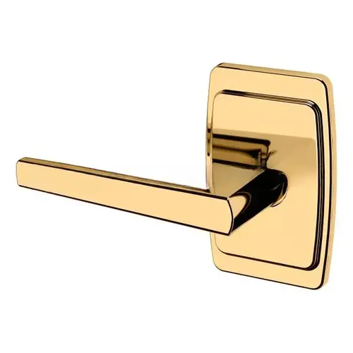 Preconfigured L024 Lever with R046 Rose Left Hand Half Dummy Lock Unlacquered Brass Finish