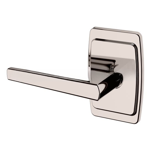 Preconfigured L024 Lever with R046 Rose Left Hand Half Dummy Lock Lifetime Bright Nickel Finish