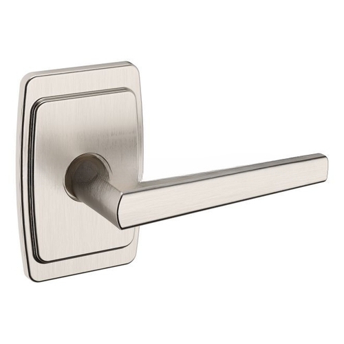 Preconfigured L024 Lever with R046 Rose Right Hand Half Dummy Lock Lifetime Satin Nickel Finish