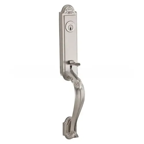 Emergency Egress Elizabeth Handleset with Traditional Knob and Elizabeth Escutcheon with 6AL Latch and Dual Strike Satin Nickel Finish