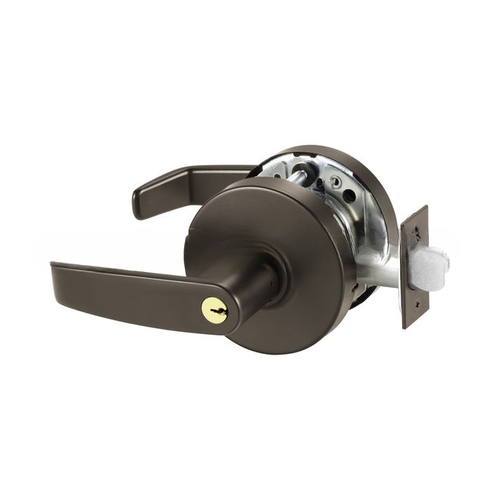 Storeroom Cylindrical Lock Grade 1 with L Lever and L Rose and ASA Strike and LA Keyway Dark Bronze Finish