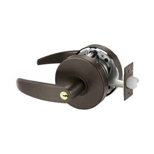 Office Cylindrical Lock Grade 1 with P Lever and L Rose and ASA Strike and LA Keyway Dark Bronze Finish