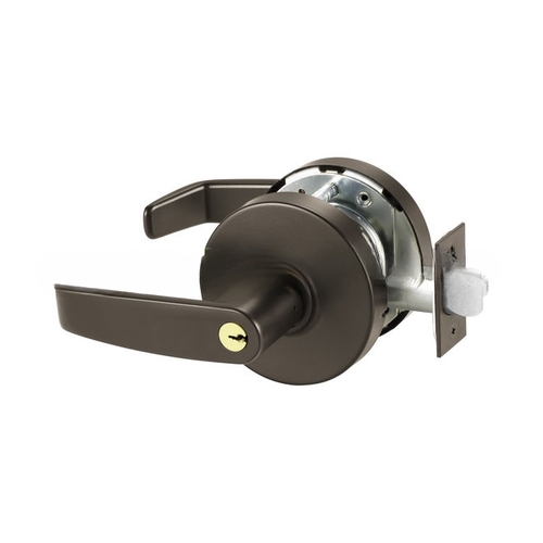 Utility Asylum Cylindrical Lock Grade 1 with L Lever and L Rose and ASA Strike and LA Keyway Dark Bronze Finish