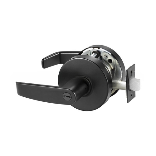 Privacy Cylindrical Lock Grade 1 with L Lever and L Rose and ASA Strike Black Suede Powder Coat Finish