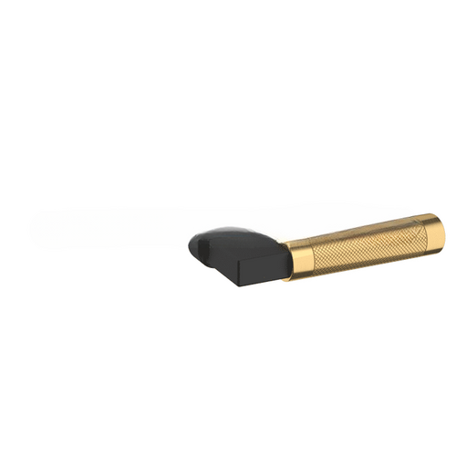 Single Right Hand L030 Mixed Finish Lever Less Rose with Satin Black Shank and Lifetime Satin Brass Grip Finish